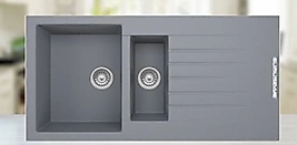 Gri Damlalık lı Çift Gözlü Granit Evye