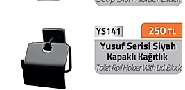 Kapaklı( Tuvalet ) Kağıtlık Siyah % 100 Paslanmaz