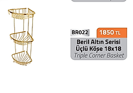 Beril Gold Banyo İçi Raf Pirinç 18*18