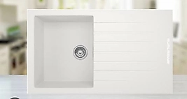 Beyaz Tek Gözlü Damlalık lı Granit Evye