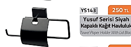 Kapaklı Kağıt Havluluk Askısı Siyah %100 Paslanmaz
