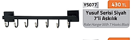 7'li Havlu Askılığı Siyah %100 Paslanmaz