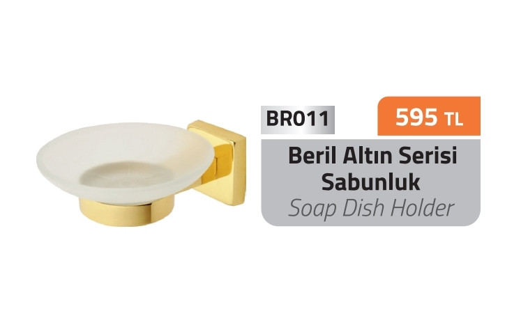 Beril Gold (Cam ) Sabunluk Pirinç